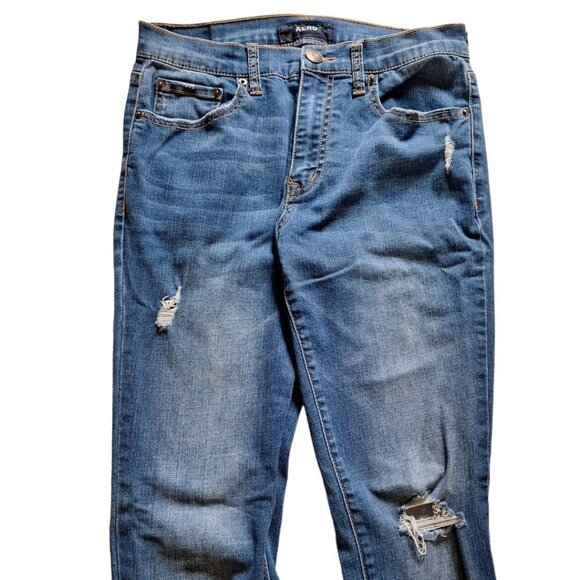 Aero High Rise Womens Size 6 Ripped Distressed Blue Jeans Regular - Picture 2 of 13